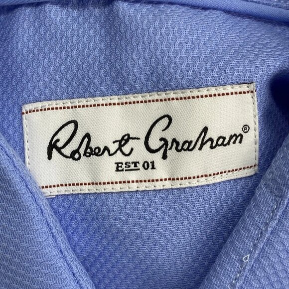 NEW ROBERT GRAHAM Kane Long-Sleeve Button-Down Shirt – Light Blue – Size 16 - Picture 4 of 14